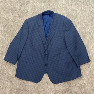 Oak Hill Sport Coat 3XL 54R/56R Blue Plaid Check Two Button Blazer